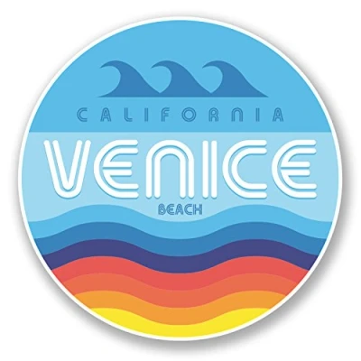 Image of 2 x 10cm Venice Beach California USA Vinyl Sticker Travel Luggage Surf Tag #6008 (10cm 10cm)