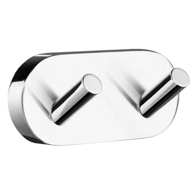 Image of Smedbo &quot;Home&quot; Double Towel Hook, Polished Chrome, 9 x 4 cm