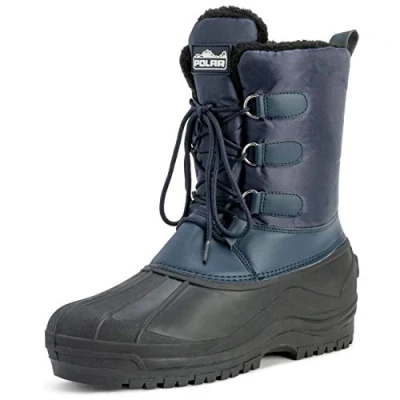 Image of Polar Mens Muck Lace Up Short Nylon Winter Snow Rain Waterproof Duck Boots 8 NAV42 YC0143