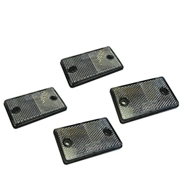 Image of XtremeAuto© 4 x CLEAR/WHITE High Visibility, Safety Reflectors. For: Trailer, Car, Van, 4x4, Camper, Caravan etc. (includes stick on, adhesive pads)