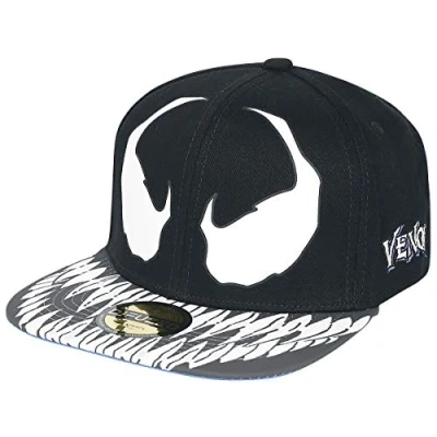 Image of Venom (Marvel) Smile Men Cap Black Blue one Size, 85% Cotton, 15% Polyester,