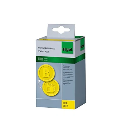 Image of SIGEL WM004 Tokens Beer, Ø 2.5 cm, 100 Pieces, Yellow