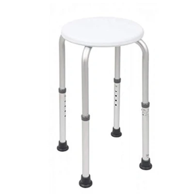 Image of HOMECRAFT Aluminium Shower Stools with Circular Seat, 508 610 mm Pre Assembled (Eligible for VAT Relief in the UK) Height Adjustable Sturdy Bathroom Seat Elderly &amp; Disabled, Reduce Slips Falls