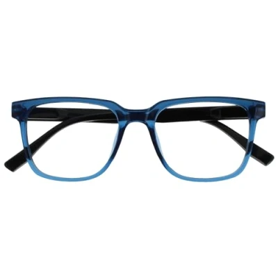 Image of OPULIZE LEO Reading Glasses Large Rectangular Frame Blue Black Arms Mens Womens Spring Hinges R55 3 +1.50