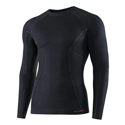 Image of BRUBECK Mens Base Layer Thermal Winter top Merino Wool Men’s Long Sleeve Underwear Tops Men&#039;s Breathable Outdoor/Indoor Sports for Men Black