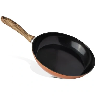 Image of nuovva Induction Hob Frying Pan Set, Non Stick Chef&#039;s Kitchen Copper Wok Cookware 26cm