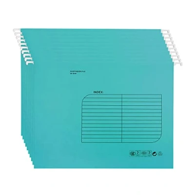 Image of A4 Suspension Files,25PCS Hanging Filing Folders with Tab and Card Inserts,Filing Cabinet for Office School Home File Organization(Blue)