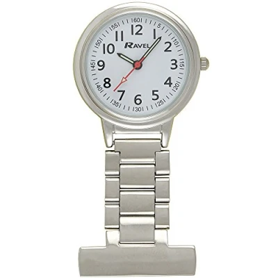 Image of Ravel Classic Easy Read Nurses Fob Watch Analogue Quartz R1101.10 Silver Tone