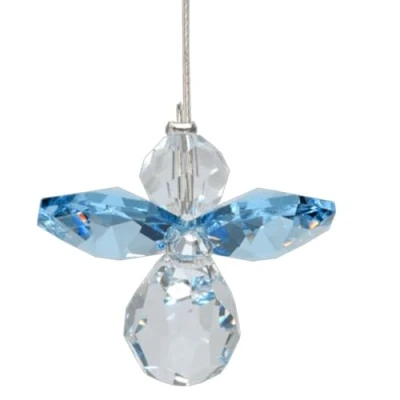 Image of Hanging Crystal Guardian Angel Birthstone Suncatcher MARCH AQUAMARINE Embellished with Swarovski Crystals