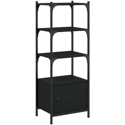 Image of vidaXL Bookcase 3 Tier Black 41x30x109.5 cm Engineered Wood
