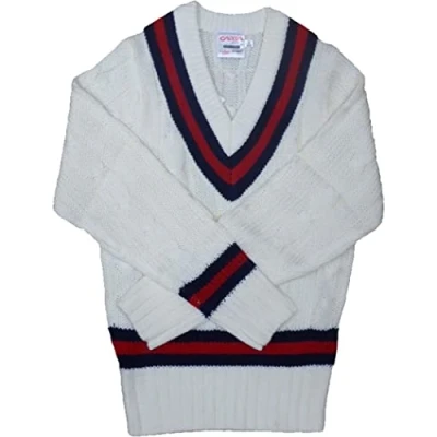 Image of ND Mens Cricket Jumper V Neck Long Sleeve Casual Wear Cable Knitted Tank top XS XXL (Navy/Red/Navy, XX Large)
