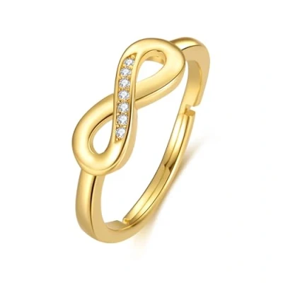 Image of Philip Jones Gold Plated Infinity Ring Created with Zircondia® Crystals