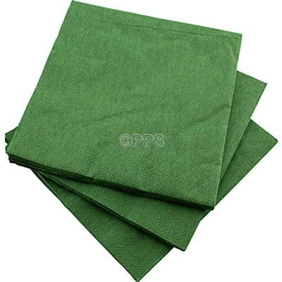Image of 20 LUXURY 3 PLY GREEN PAPER NAPKINS 33cm x Ideal for weddings, christenings, parties, bbq&#039;s etc