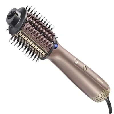 Image of BaByliss Air Power Volume 2 in 1 Hair Dryer and Styler, Wet Dry Modes, Smoothing Blow Brush with 3 Temperature Settings, Ionic, Ceramic, Gold