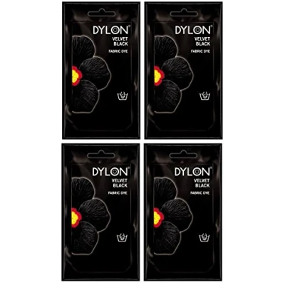 Image of Pack Of 4 Dylon Fabric &amp; Clothes Dye Hand Wash Only 12 Velvet Black