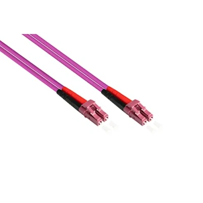 Image of Good Connections LWL Duplex Patch Cable LC to SC Multimode 50/125 Inch Fibre Optic pink OM4 Violett/Pink 5 m