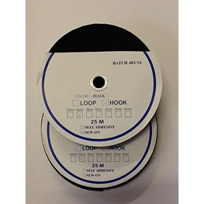 Image of 50mm Sew on Black Hook and Loop Interlocking Tape x 25 Metres