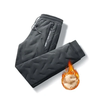 Image of Unisex Fleece Jogging Bottoms Embrace Cozy Comfort, Lined Waterproof Pants (Black Jogger,7XL)