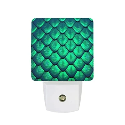 Image of Green Scales Night Light Plug In Wall LED Nightlight with Dusk to Dawn Sensor for Bedroom Kitchen