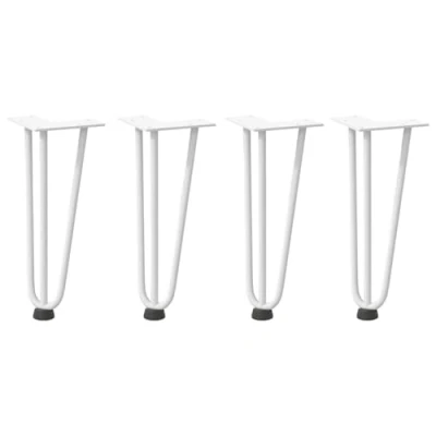 Image of vidaXL hairpin table legs set white 30cm solid steel adjustable foot levelers for coffee tables, living room, bedroom use sleek, modern design easy assembly with pre drilled holes