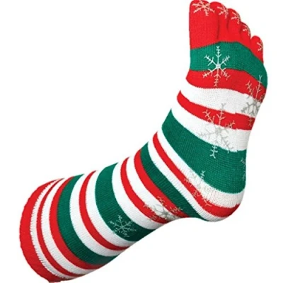 Image of Tobar 13085 Christmas Stripey Toe Socks, Mixed