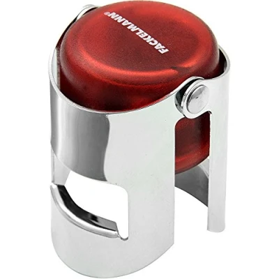 Image of Fackelmann Champagne Stopper Grandcru of Metal/Silicone, Silver/Red, 5.5 x 4 cm