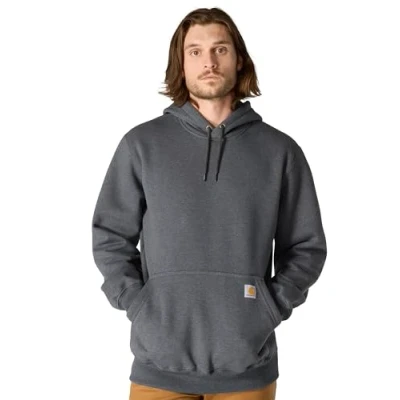 Image of Carhartt Men&#039;s Big &amp; Tall Rain Defender Paxton Heavyweight Hooded Sweatshirt Gray