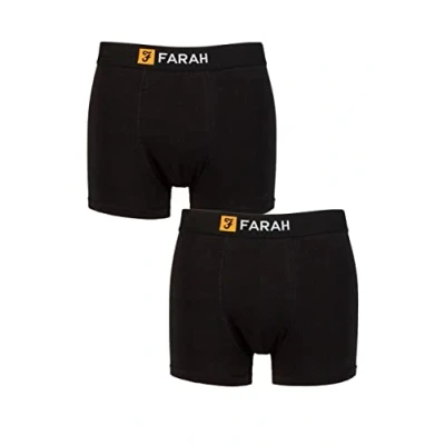 Image of Mens 2 Pack Farah Cotton Classic Fitted Trunks Black / XL
