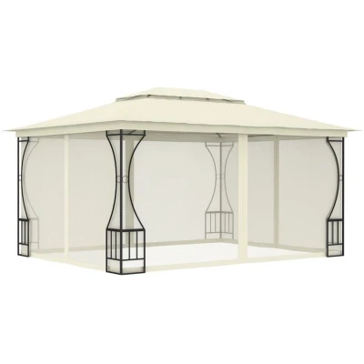 Image of vidaXL Gazebo with Nets 300x400x265 cm Cream