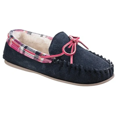 Image of Cotswold Kilkenny Slip on Moccasin Slipper Navy
