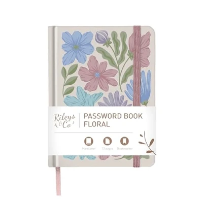 Image of Rileys &amp; Co. Password Book with Alphabetical Tabs, Keeper, Books for Seniors, Notebook Internet Login, Website, Username (Floral, Purple, 15.2 x 11.4 cm)