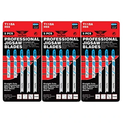 Image of 15 x TopsTools T118A Jigsaw Blades Compatible with Bosch, Dewalt, Makita, Milwaukee and Many More