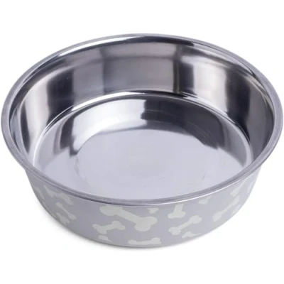 Image of Petface White Bones Print Deli Dog Bowl, 21 cm