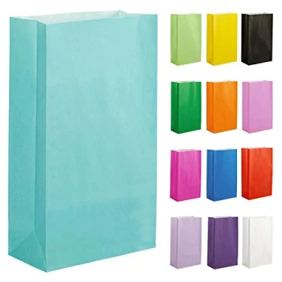 Image of Thepaperbagstore 10 Light Blue Paper Party Bags Colourful Gift for Kids and Adults Parties, Birthdays, Weddings, Baby Showers, Hen Parties Sweets 14x24.5x7cm