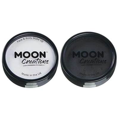 Image of Moon Creations Pro Face &amp; Body Makeup Monochrome Set 36g Professional Colour Paint Cake Pots For Painting Kids, Adults, Fancy Dress, Festivals, Halloween