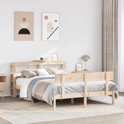 Image of Bed Frame without Mattress 140x190 cm Solid Wood Pine vidaXL