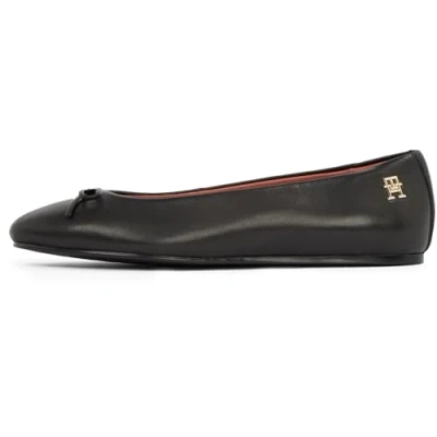 Image of Tommy Hilfiger Women’s Flat Bow Leather Ballet Pumps, Black (Black), 6.5