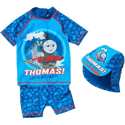 Image of THOMAS &amp; FRIENDS UPF40+ Sunsafe Swim Suit 2 Pc Set Character Swimwear UK Seller 3 Piece 4/5 Years