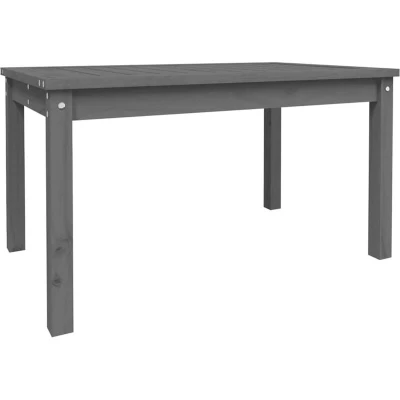 Image of vidaXL Solid Pine Wood Garden Table in Grey Rustic Charm Outdoor Furniture with Extra Storage Shelf and Stable Tabletop Ideal for Patio, Garden, or Terrace