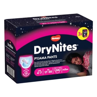 Image of Huggies DryNites Pyjama Pants for Girls Years 4 7, 30 Pack