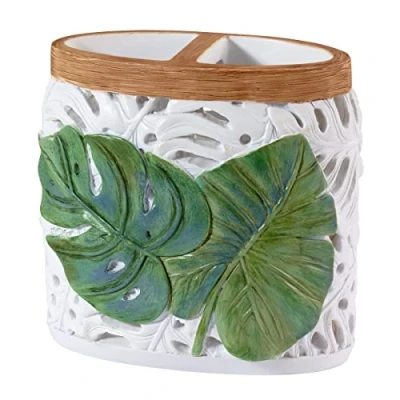 Image of Avanti Linens Toothbrush Holder, Palm Tree Leaves Inspired Home Decor (Viva Collection)