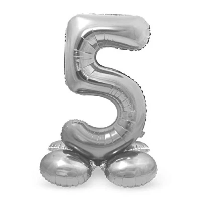Image of Folat Foil Balloon with Standard Number 5 Silver 72 cm