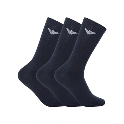Image of Emporio Armani Men&#039;s 3 Pack Sporty Terrycloth Medium Socks, marine, One Size UK