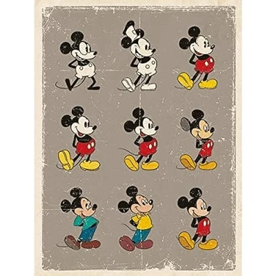 Image of Mickey Mouse Evolution Canvas, Polyester, Multi Colour, 40 x 50cm