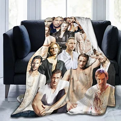 Image of Suehome Blanket Alexander Skarsgard Soft and Comfortable Wool Fleece Throw Blankets for Sofa Office car Camping Yoga Travel Home Decoration Cozy Plush Beach Gift