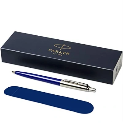 Image of PARKER &quot;Jotter ballpoint pen with Velvet Pouch in gift box black ink blue