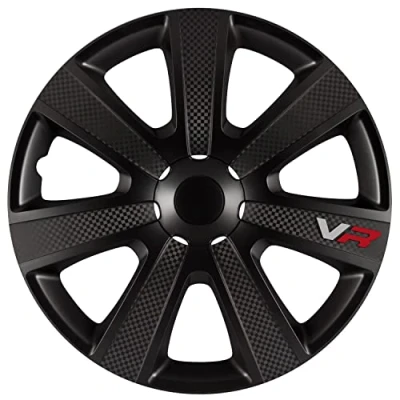 Image of AUTO STYLE Set wheel covers VR 14 inch black/carbon look/logo