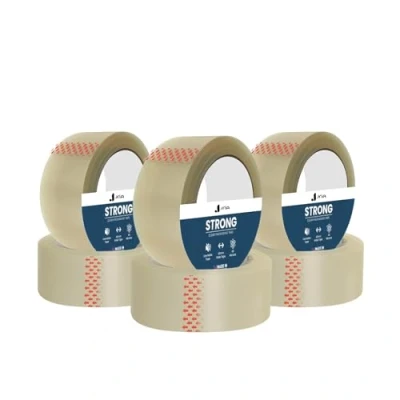 Image of Jria 6 Clear Packaging Parcel Tape With Low Noise &amp; Secure Sticky Seal For Strong Packing Parcel, Boxes, Moving House 48mm x 66m (6)