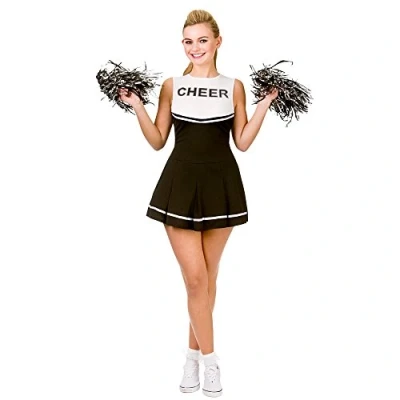 Image of Wicked Costumes Adult Womens High School Cheerleader Black Small (UK 10 12)