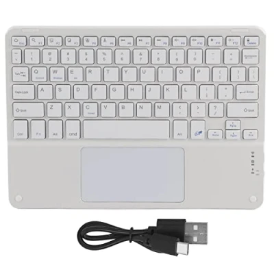 Image of ciciglow Ultra Slim Bluetooth Keyboard,Rechargeable Multi‑Function Keyboard with Sensitive Touchpad,Waterproof and Dustproof Compatible Smartphones,Tablets,Laptops(White)
